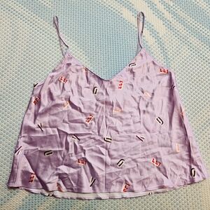 Victoria's Secret Lavender Printed Top with "LOVE" prints in Large